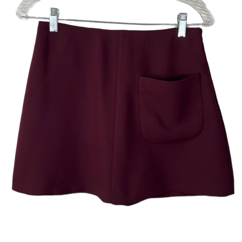 Wilfred Aritzia Wine Burgundy Essonne Pocket Mini Skirt Size 6